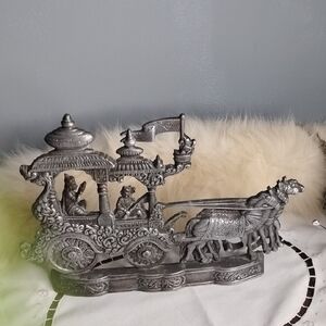 Silver Decorative Horse Carriage Figurine